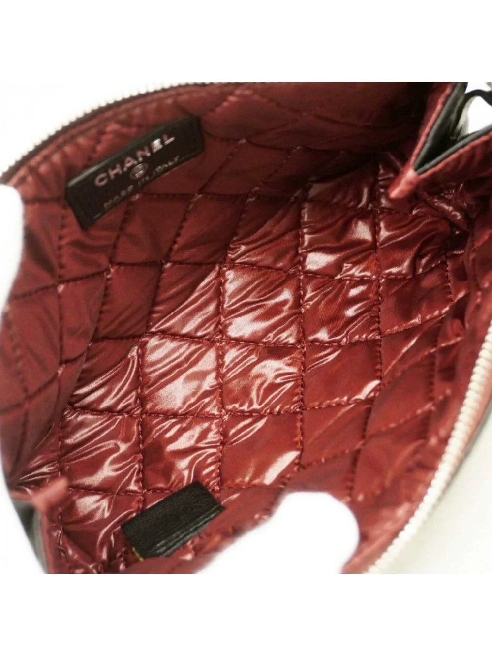 Chanel Pouch Quilted Lambskin Black Silver
